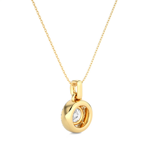 Round Stone with Halo Moissanite Pendant yellow gold