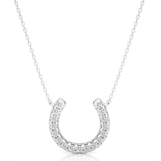 1ct Moissanite Round Stone With Horse Shoe Design Pendant in White Gold