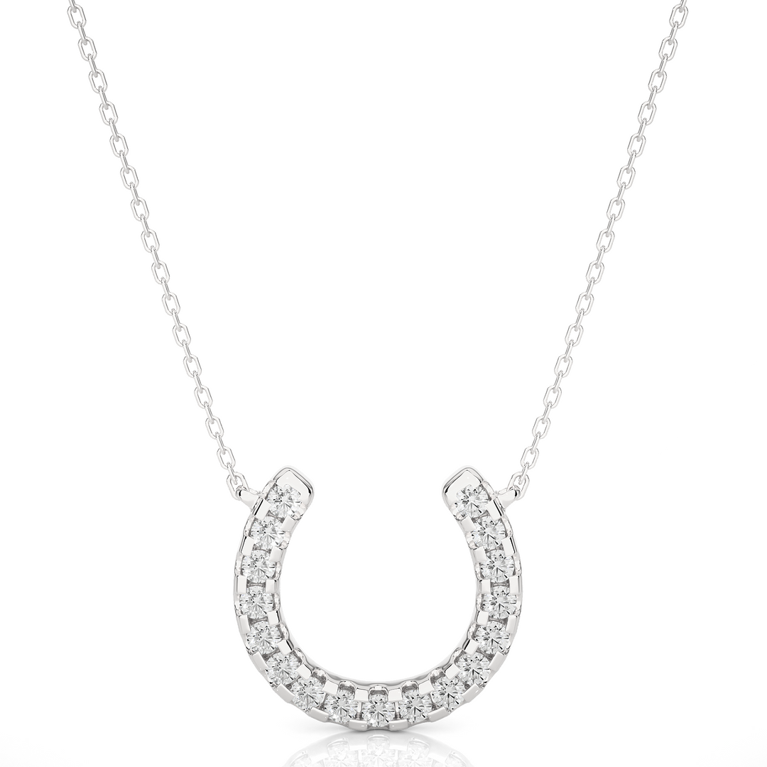 0.5 Ct Horse Shoe Design Round Stone Moissanite Pendant In White Gold
