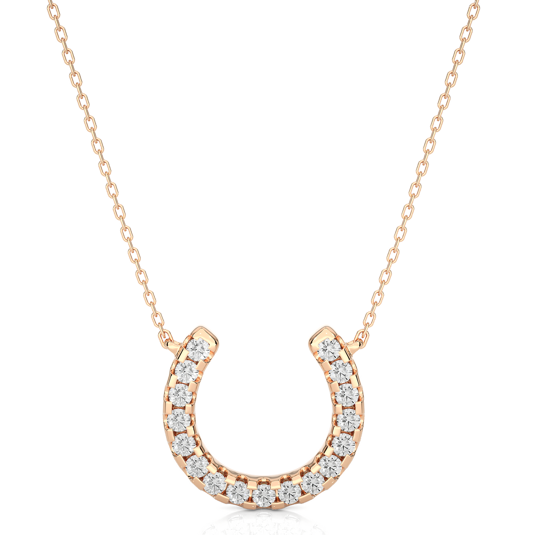 0.5 Ct Horse Shoe Design Round Stone Moissanite Pendant In White Gold