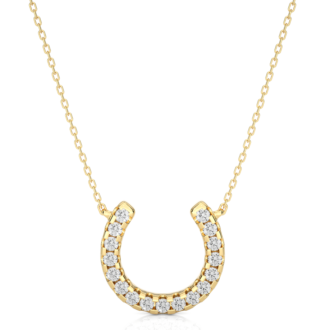 0.5 Ct Horse Shoe Design Round Stone Moissanite Pendant In White Gold
