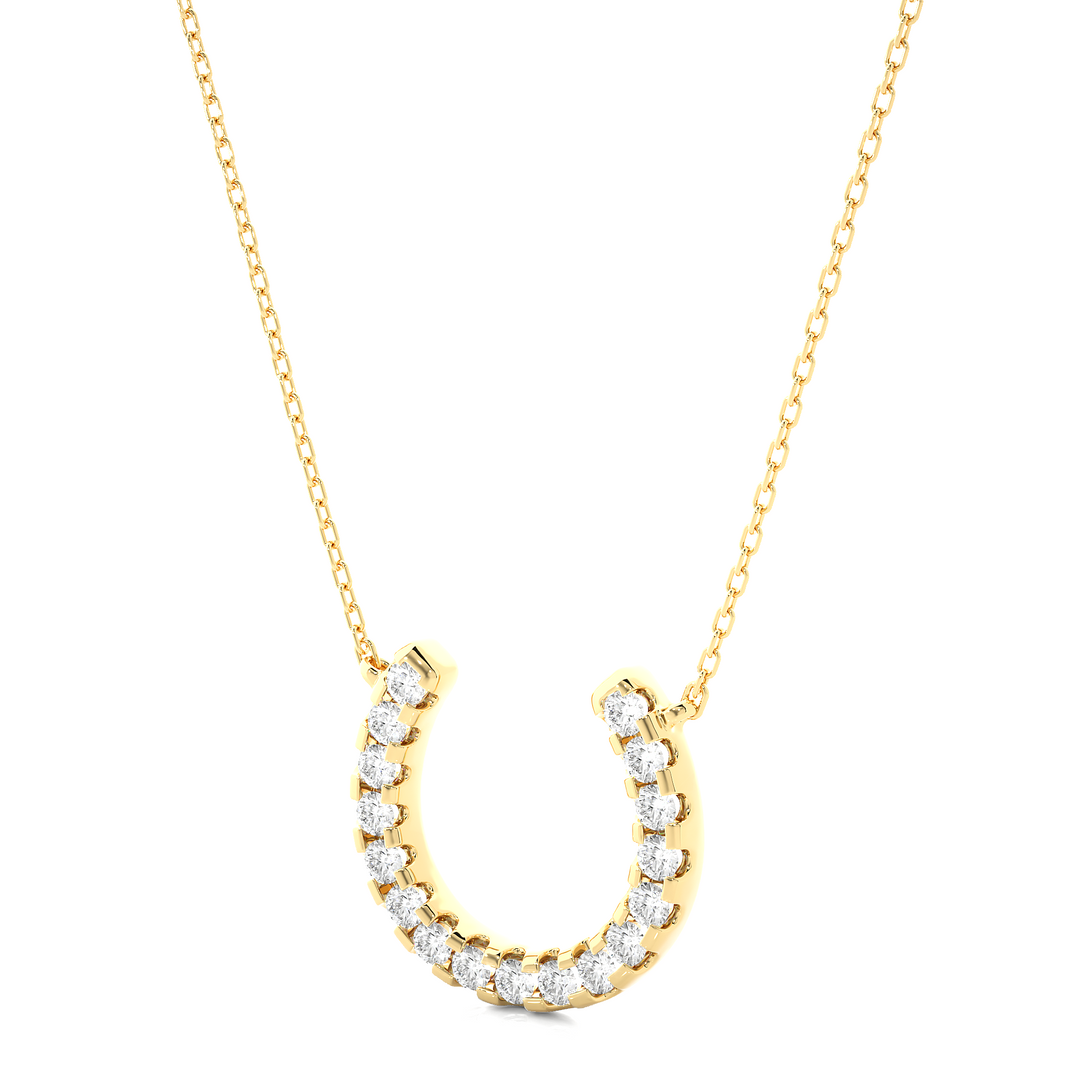 0.5 Ct Horse Shoe Design Round Stone Moissanite Pendant In Yellow Gold