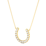 Load image into Gallery viewer, 0.5 Ct Horse Shoe Design Round Stone Moissanite Pendant In Yellow Gold
