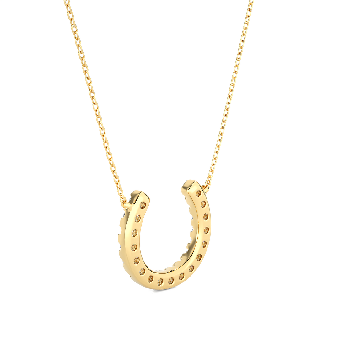0.5 Ct Horse Shoe Design Round Stone Moissanite Pendant In Yellow Gold