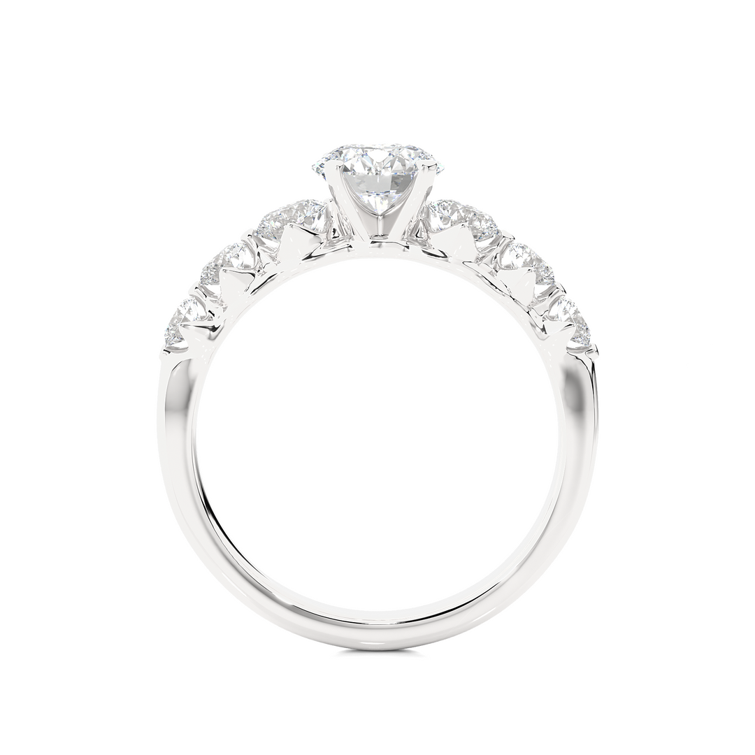 Round cut Seven Stone Moissanite Women's Ring white gold