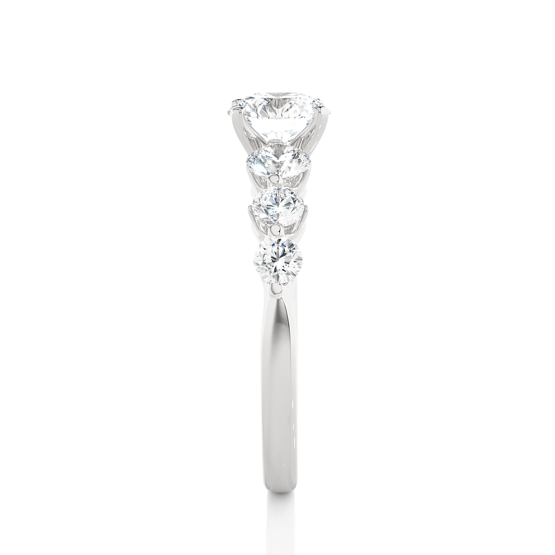 Round cut Seven Stone Moissanite Women's Ring white gold