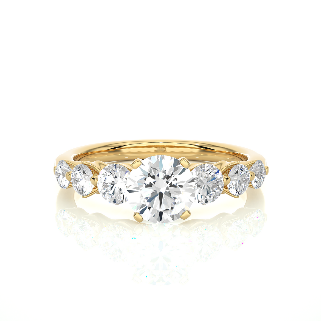 2 Carat Round Cut Moissanite Seven Stone Engagement Ring In White Gold