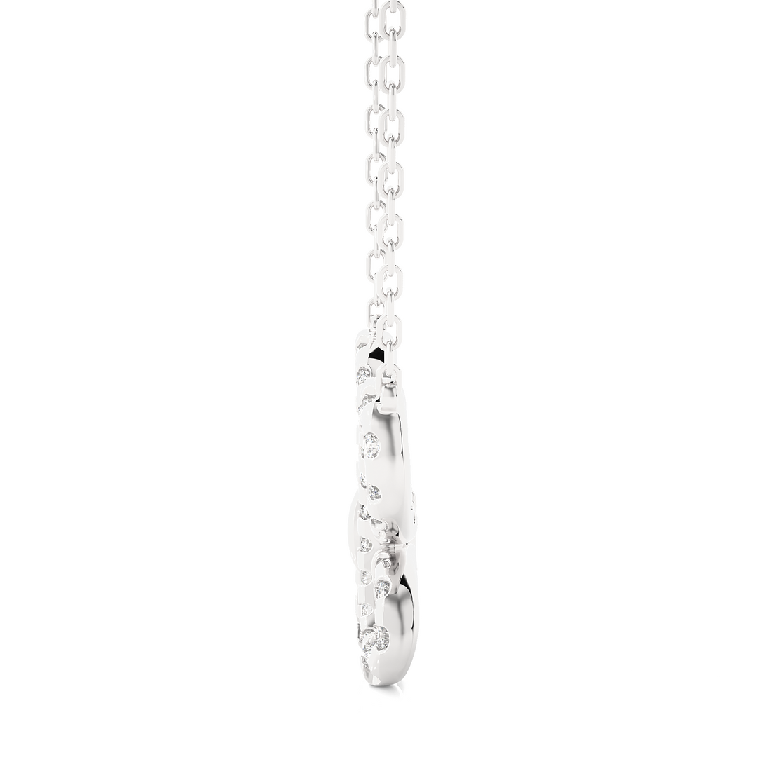Scallop Pave Butterfly Shape Moissanite Pendant white gold