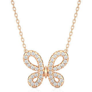 Scallop Pave Butterfly Shape Moissanite Pendant rose gold