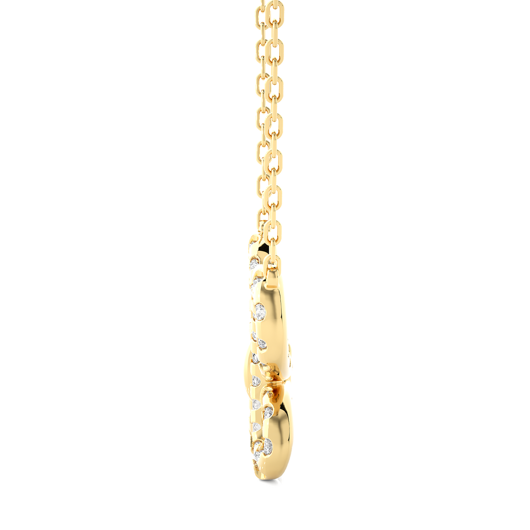 0.5 Ct Scallop Pave Butterfly Shape Moissanite Pendant In Yellow Gold