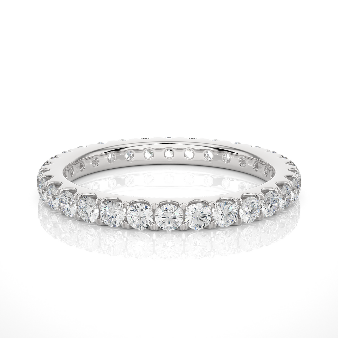 1.50 Carat Scalloped Paved Moissanite Full Eternity Band in White Gold For Women's