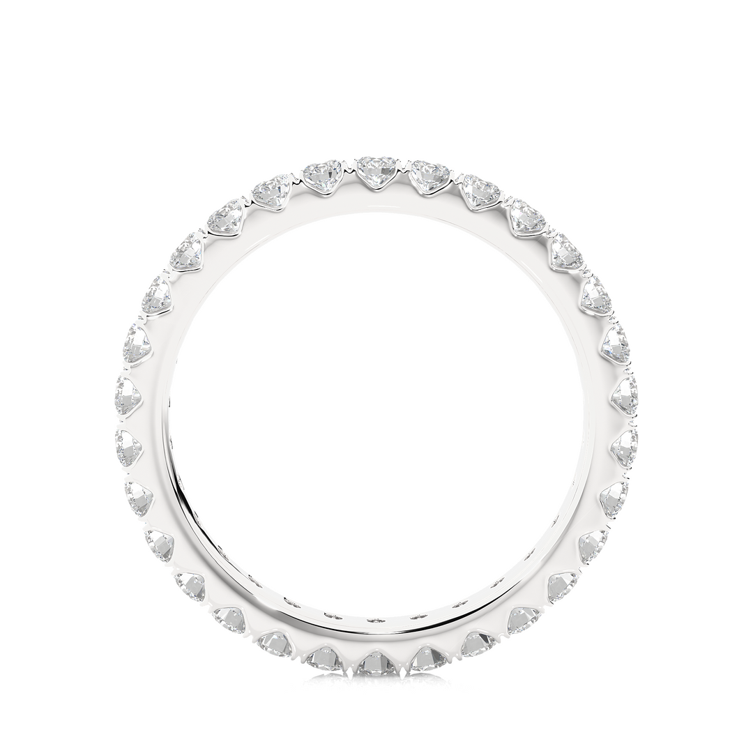 Scalloped Paved Women's Moissanite Eternity Ring silver