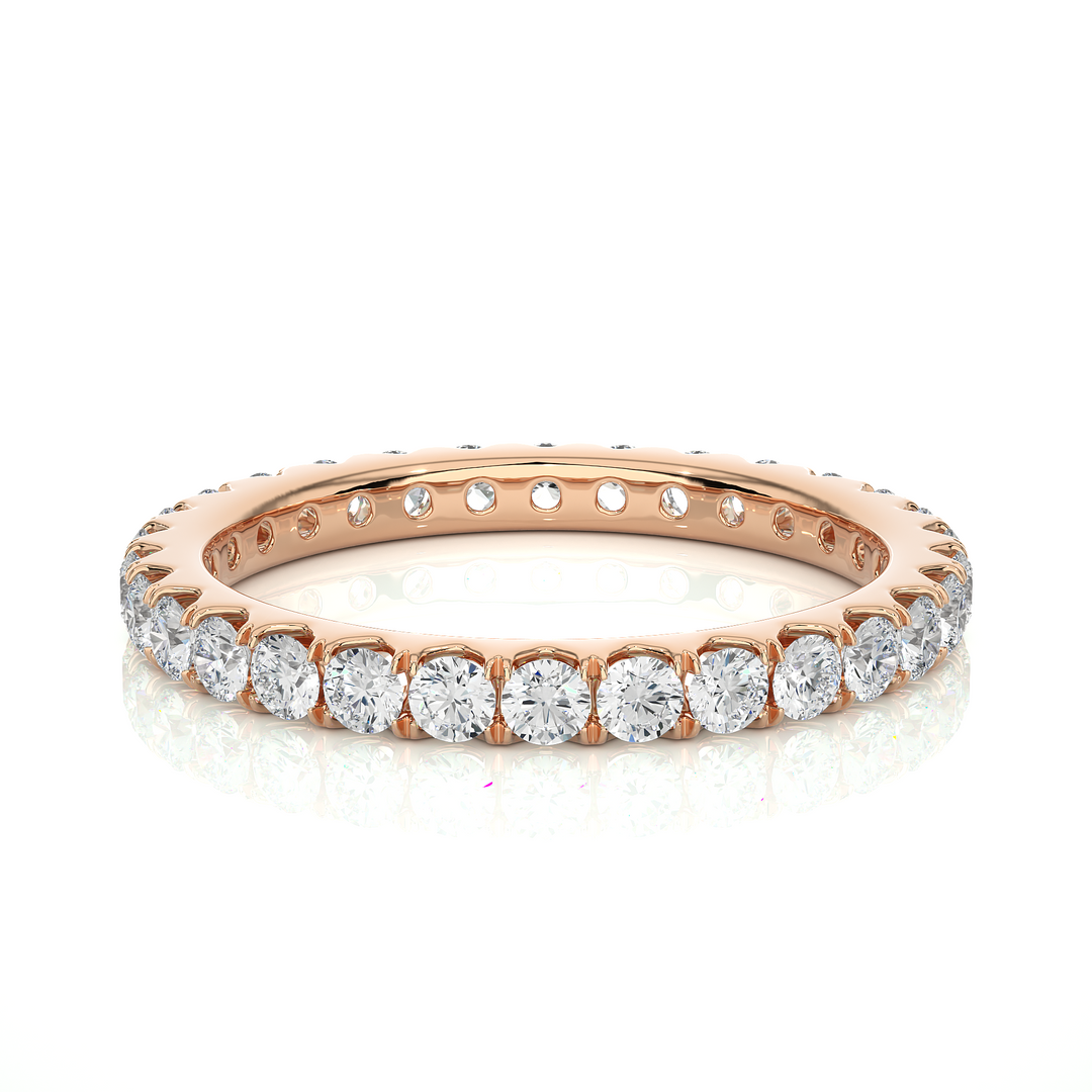 1.50 Carat Scalloped Paved Moissanite Full Eternity Band in Rose Gold For Women's