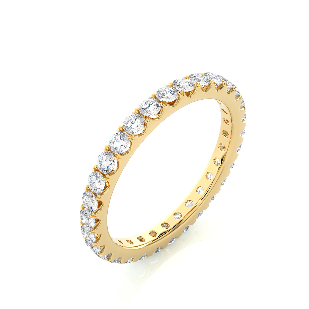 Scalloped Paved Women's Moissanite Eternity Ring yellow gold