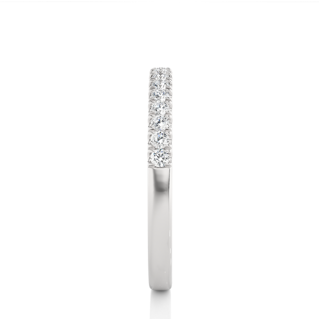 0.50 Carat Moissanite Scalloped Pave Half Eternity Band In White Gold