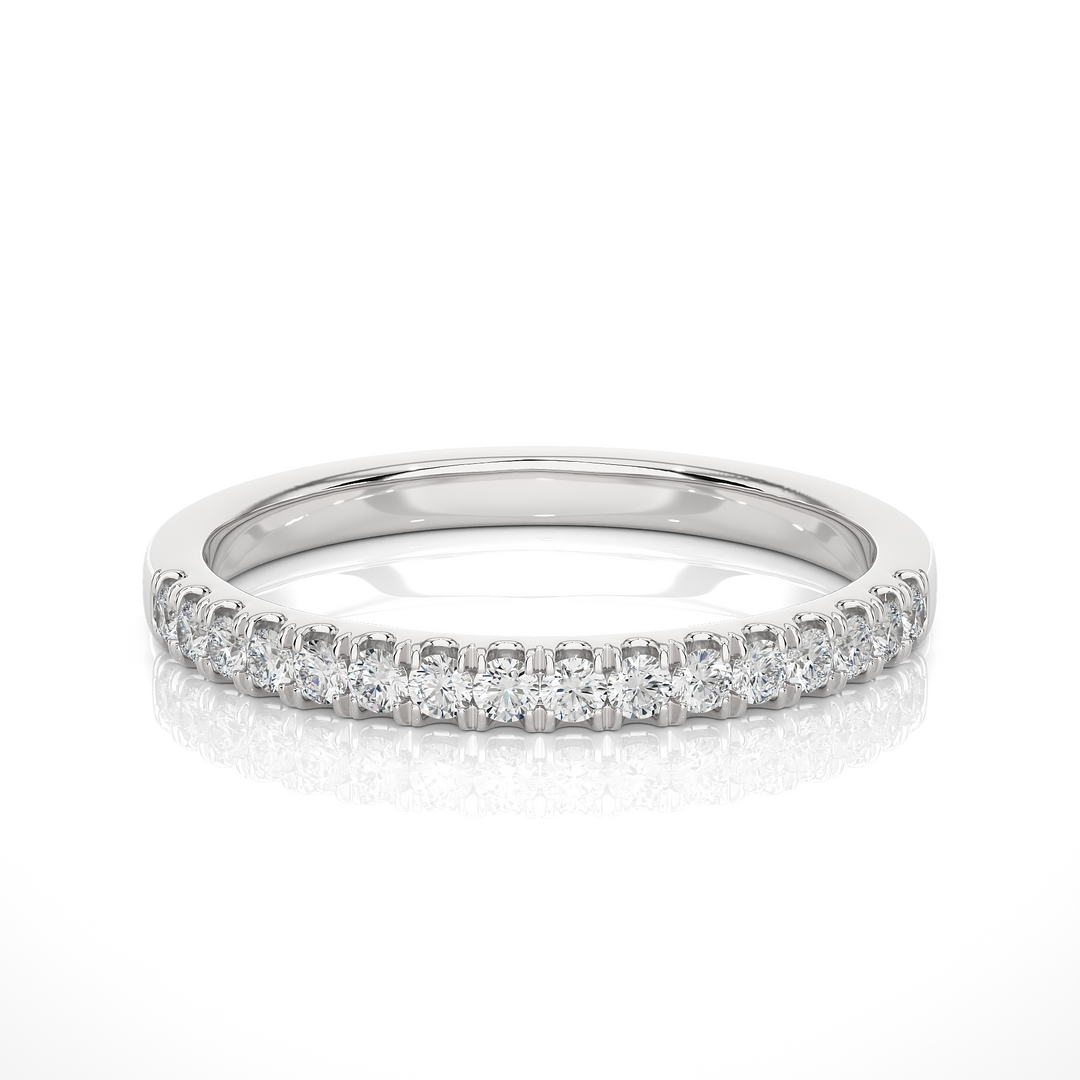 0.50 Carat Moissanite Scalloped Pave Half Eternity Band In Rose Gold