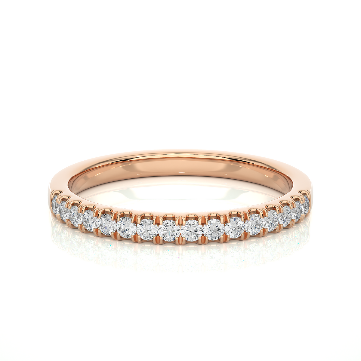 Scalloped pave moissanite ring rose gold