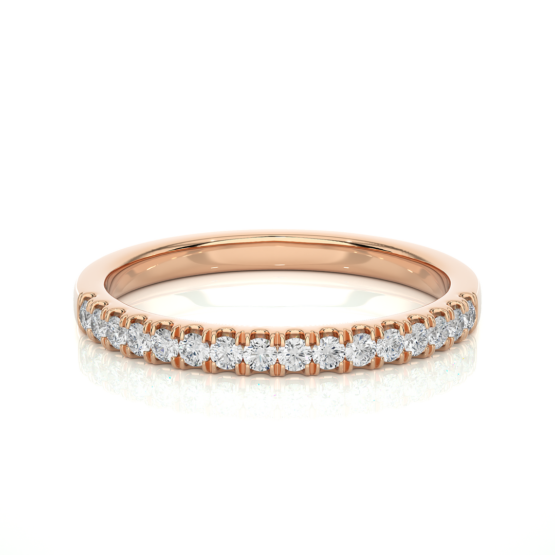 0.50 Carat Moissanite Scalloped Pave Half Eternity Band In Yellow Gold
