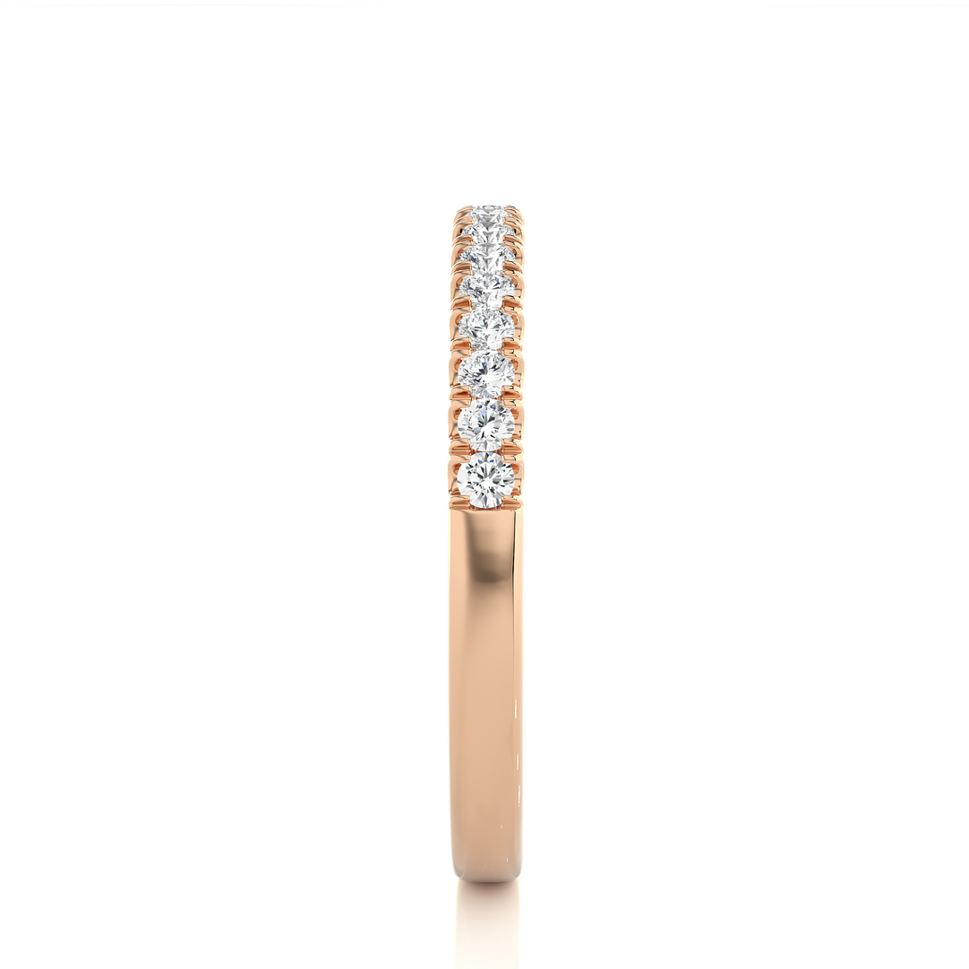 0.50 Carat Moissanite Scalloped Pave Half Eternity Band In Rose Gold