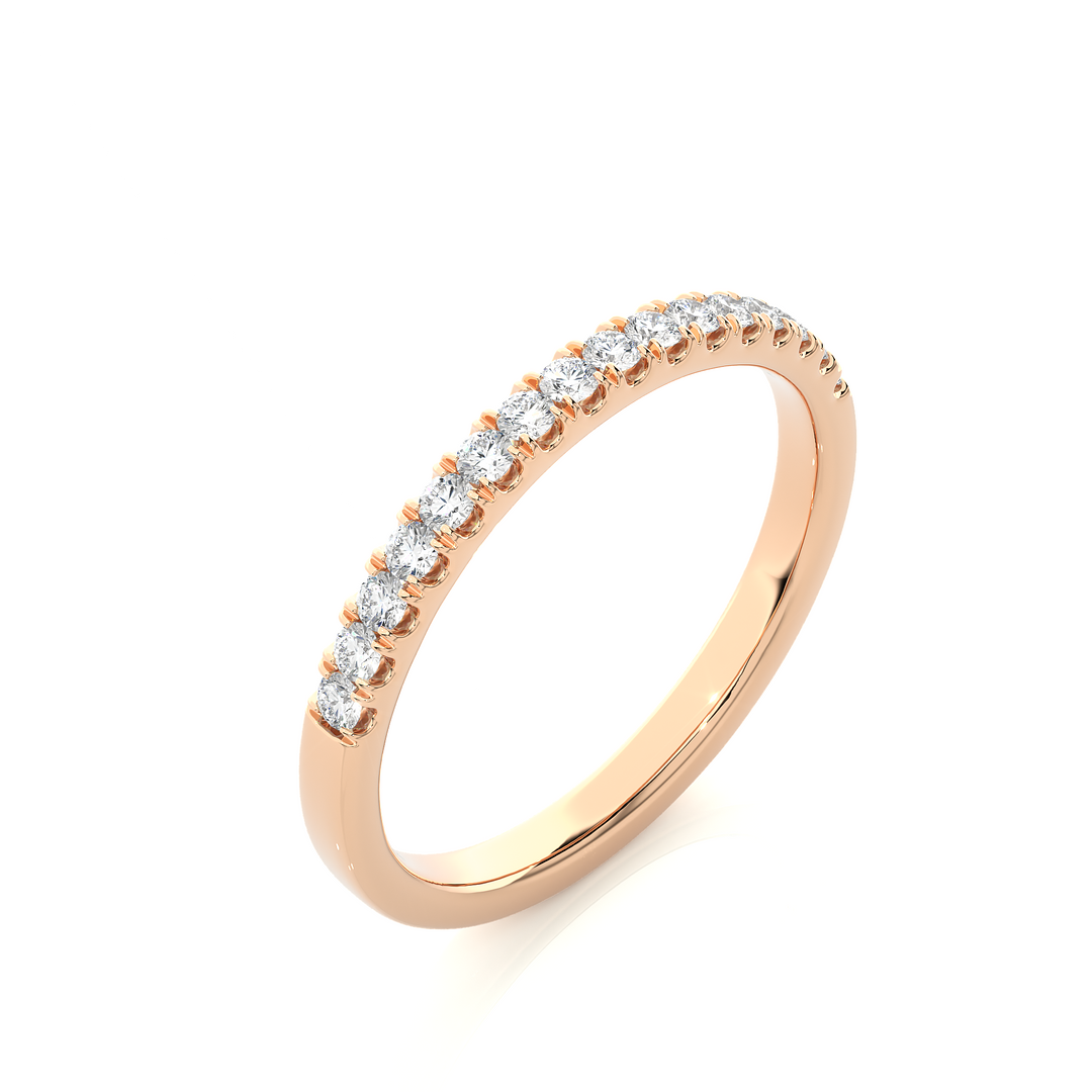 0.50 Carat Moissanite Scalloped Pave Half Eternity Band In Rose Gold