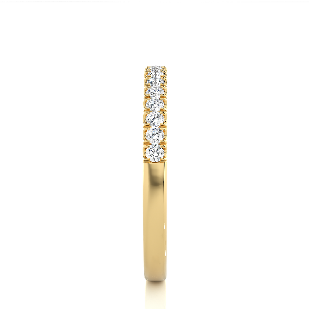 0.50 Carat Moissanite Scalloped Pave Half Eternity Band In Yellow Gold