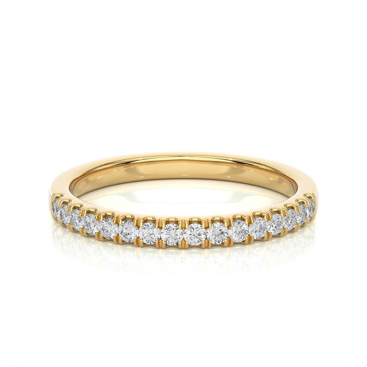 Scalloped pave moissanite ring yellow gold