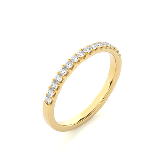 1ct Scalloped Pave Moissanite Half Eternity Band in Yellow Gold