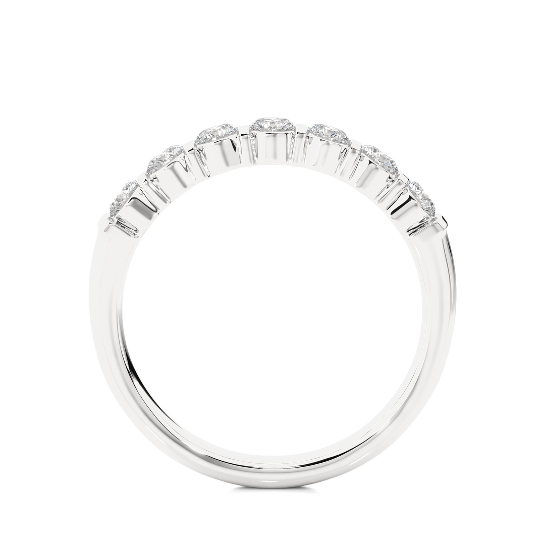 0.5 Ct Round Moissanite Seven Stone Wedding Band In Silver
