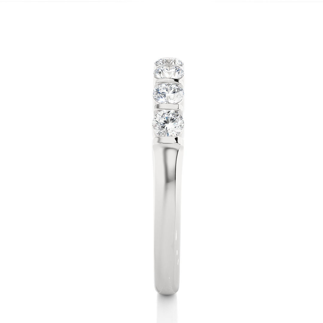 0.5 Ct Round Moissanite Seven Stone Wedding Band In Silver