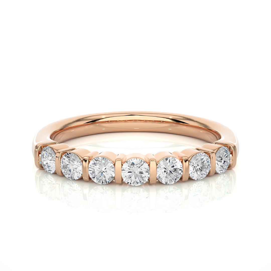 Seven Stone Bar Setting Moissanite Ring rose gold