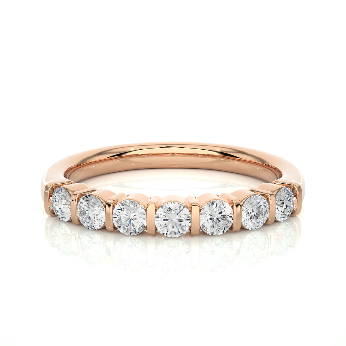 Seven stone bar setting moissanite ring rose gold