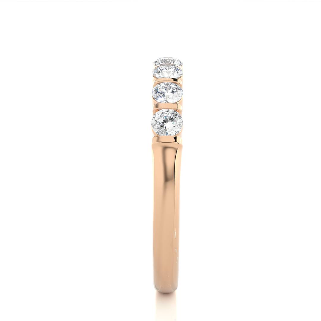 0.5 Ct Round Moissanite Seven Stone Wedding Band In Rose Gold