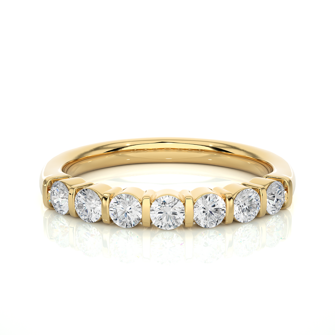 0.5 Ct Round Moissanite Seven Stone Wedding Band In Rose Gold