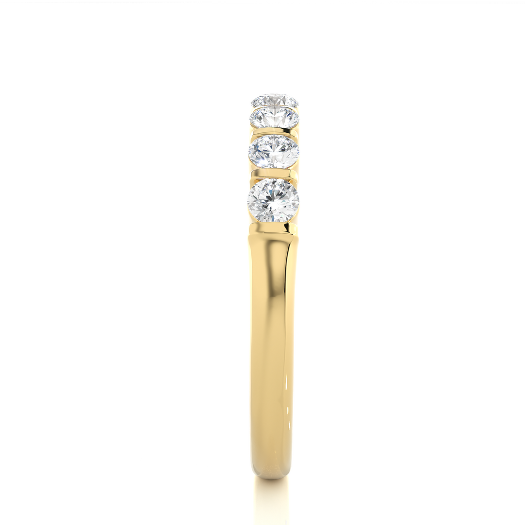 0.5 Ct Round Moissanite Seven Stone Wedding Band In Yellow Gold