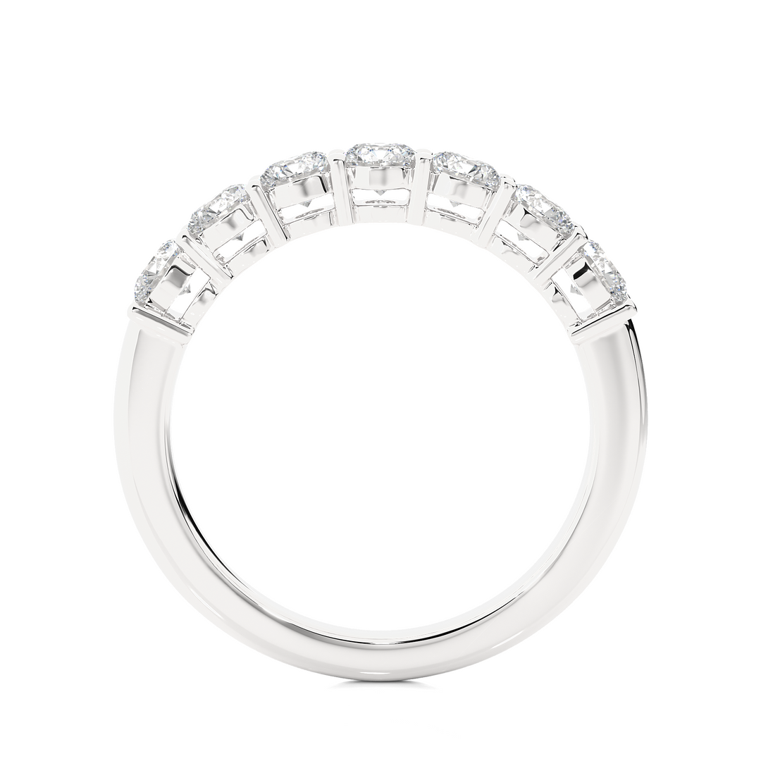 1 Ct Round Moissanite Seven Stone Half Eternity Band In White Gold