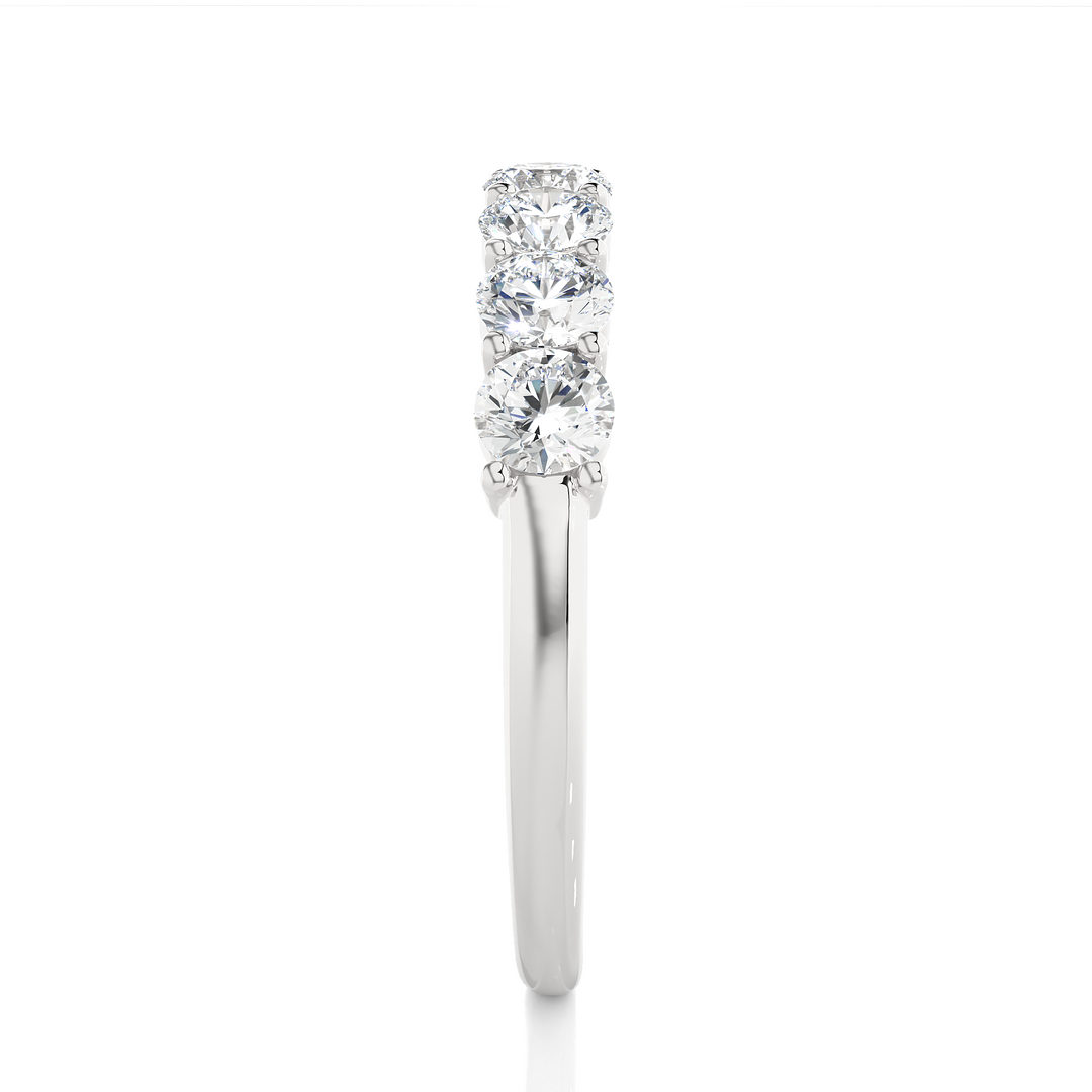 1 Ct Round Moissanite Seven Stone Half Eternity Band In White Gold