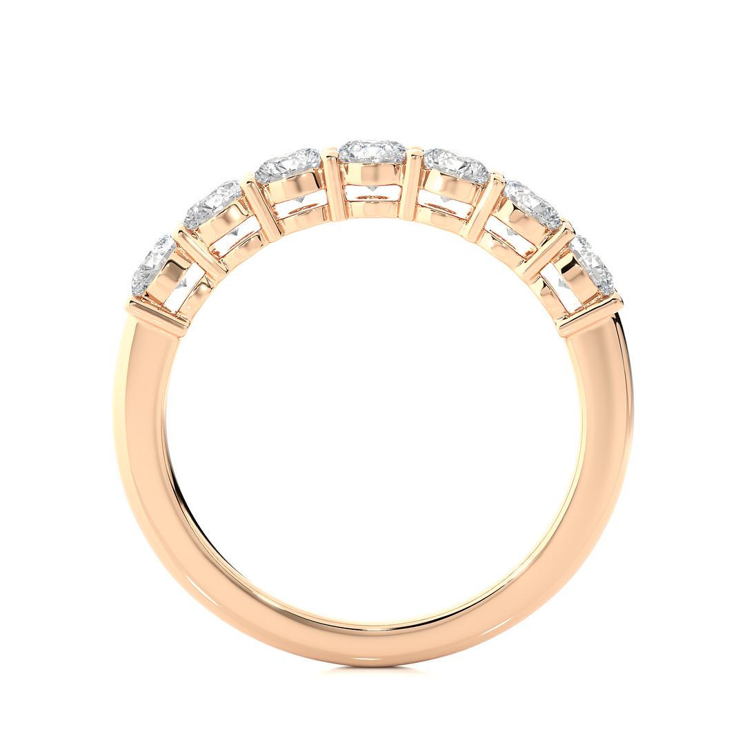 1 Ct Round Moissanite Seven Stone Half Eternity Band In Rose Gold