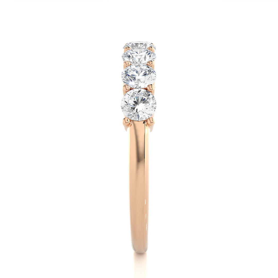1 Ct Round Moissanite Seven Stone Half Eternity Band In Rose Gold