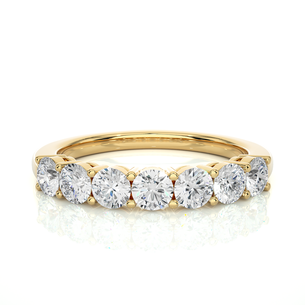 Seven stone moissanite engagement ring yellow gold
