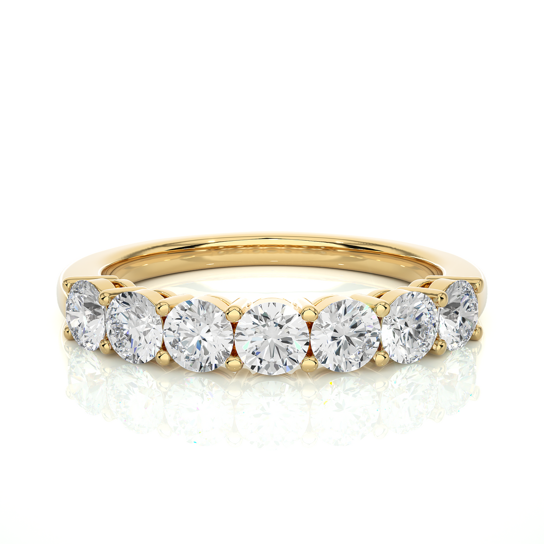 1 Ct Round Moissanite Seven Stone Half Eternity Band In Rose Gold