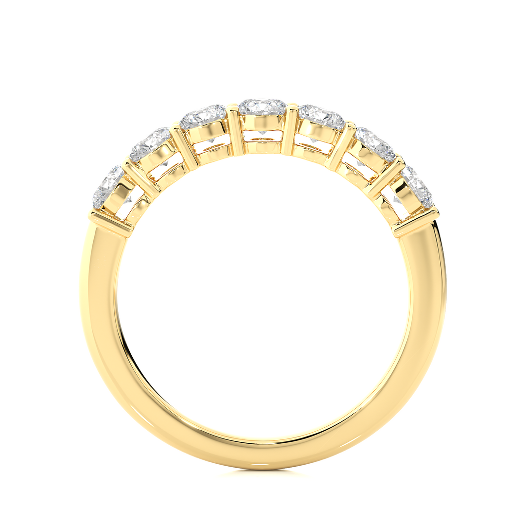 1 Ct Round Moissanite Seven Stone Half Eternity Band In Yellow Gold
