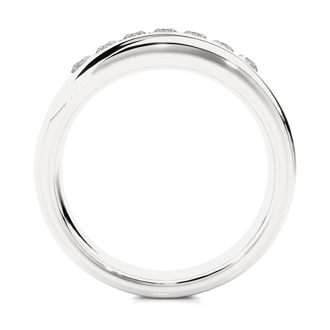 Seven Stone Round Shape Moissanite Ring silver