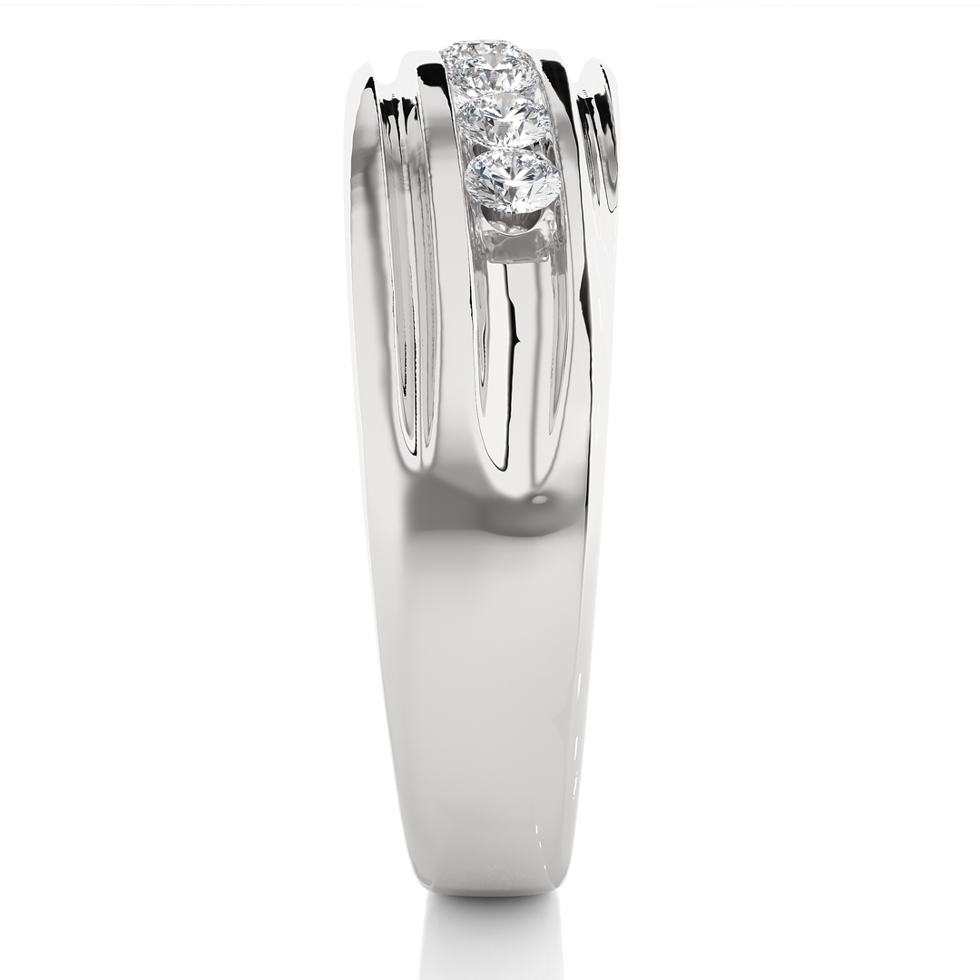 Seven Stone Round Shape Moissanite Ring silver