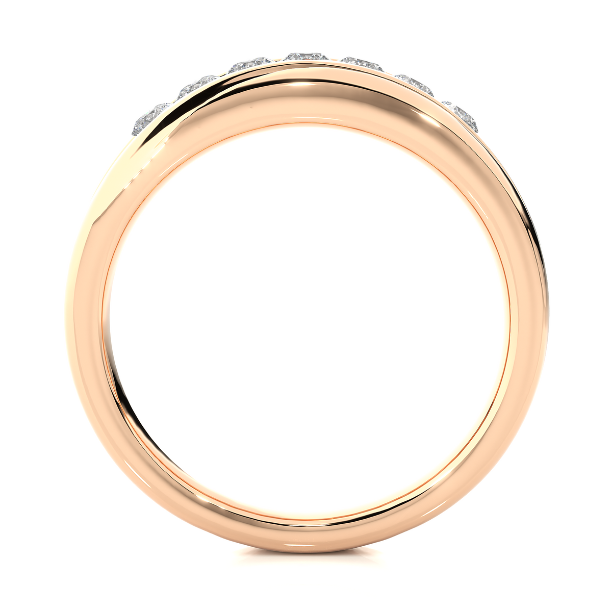 Seven stone round shape moissanite ring rose gold