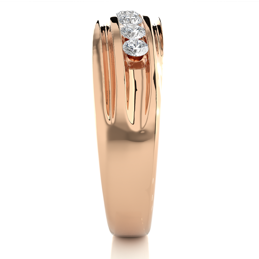 Seven Stone Round Shape Moissanite Ring rose gold