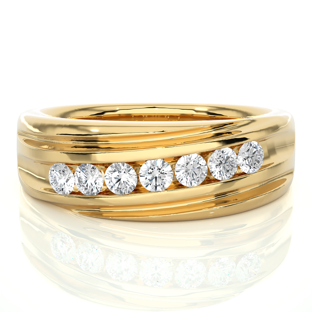 1.50 Carat Seven Stone Round Shape Moissanite Band in Silver