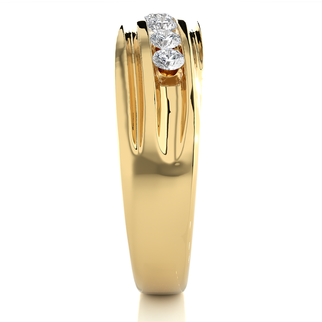 Seven Stone Round Shape Moissanite Ring yellow gold