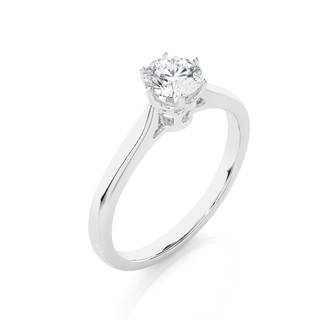1 Carat Six Prong Moissanite Engagement Ring With Basket Setting in Silver