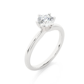 1.50 Ct Six Prong Peg Head Moissanite Engagement Ring in Silver