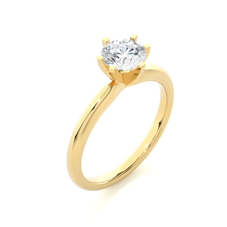 1.50 Ct Six Prong Peg Head Moissanite Engagement Ring in Yellow Gold